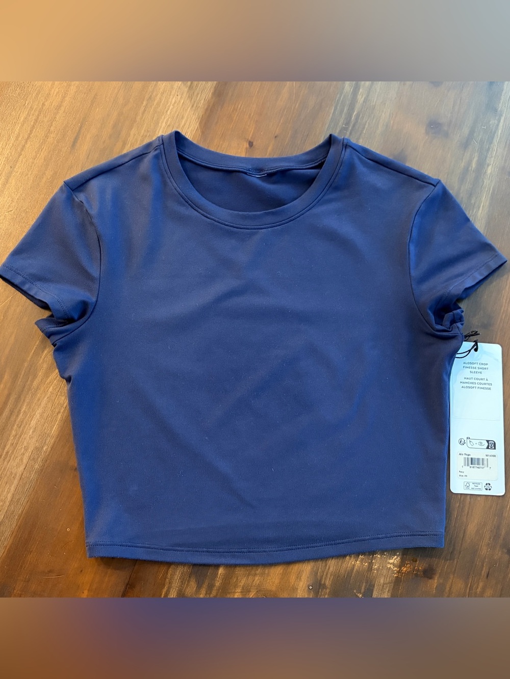 Alo Yoga Alosoft Crop Finesse Short Sleeve Navy XS
